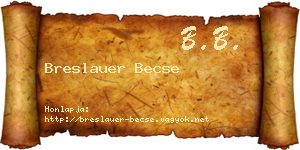 Breslauer Becse névjegykártya